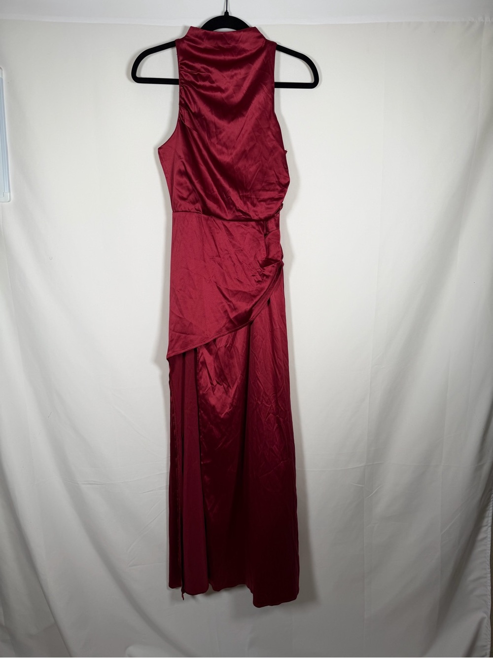 Hello Molly Satin Maxi Dress in Burgundy